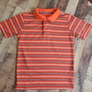 George orange striped polo top shirt collared short sleeved shirt boys small 6/7